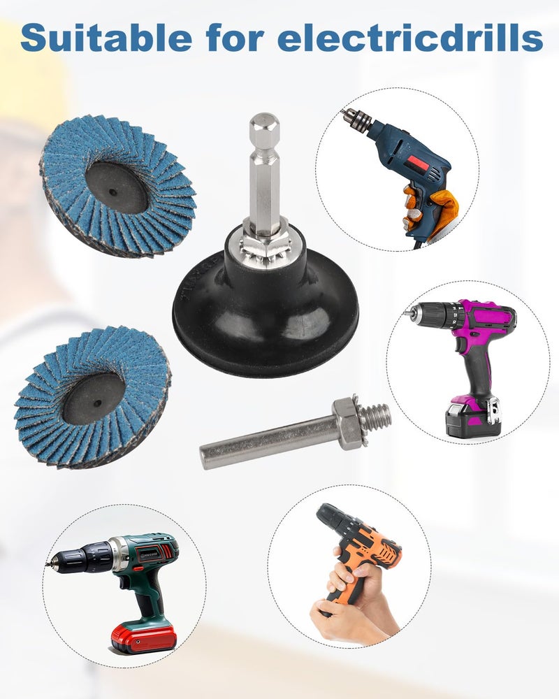 AOKLIT 60 Pcs Die Grinder Sanding Disc, 2 Inch Flap Disc Set with 1/4 Inch Holder, Flat Flap Discs Roll Lock Sanding Wheel 40 60 80 120Grit for Angle Grinder Rust Removal - Image 5